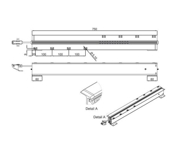 Tafelloper ALU 77 uitschuifbaar, lengte 1850 mm, platen 2x500, aluminium