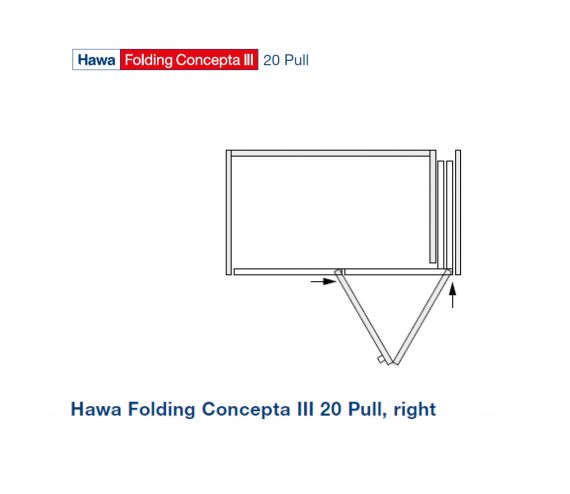 Folding concepta III 20 pull 2 Rechts, zwart geanodiseerd