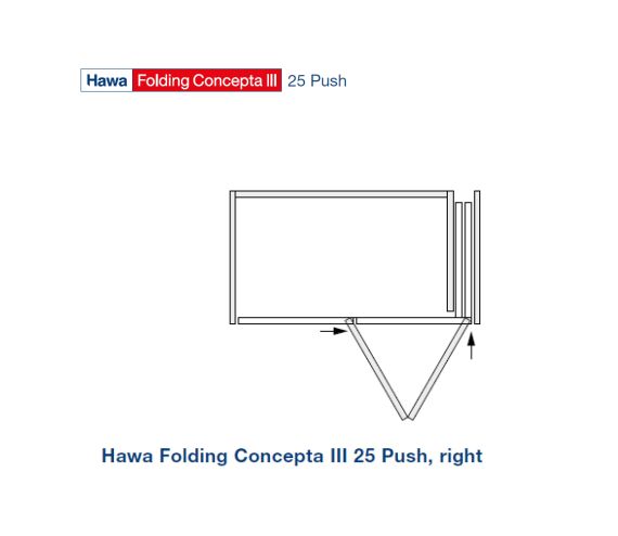 Folding concepta III 25 push 2 Rechts, zwart geanodiseerd