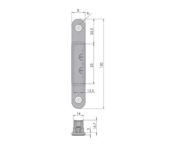 KFV MAGNEETSLOT TEGENPLAAT 20 x 120 - TEGENPLAAT WIT