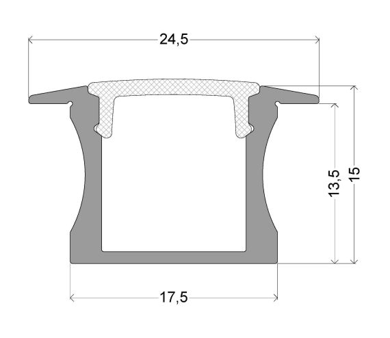 LED ALU PROFIEL RL MET BOORD H15 L3000 BRUT