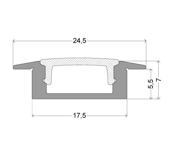 LED ALU PROFIEL RL MET BOORD H7 L3000 BRUT