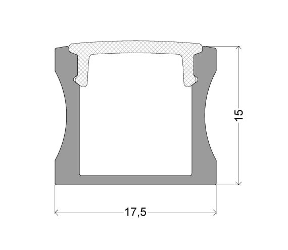 LED ALU PROFIEL SL ZONDER BOORD H15 L3000 ZILVER RAL9006 MAT