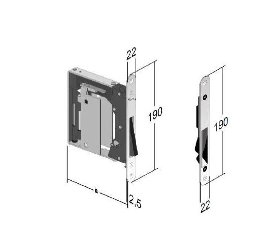 NO-HA MINI VOOR DRAAIDEUREN NM 938 S0/WT LANGE TEGENPLAAT S0=190 STANDAARD - WIT