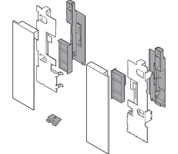 LEGRABOX FRONTHOUDER L+R LADE C-HOOGTE TERRA ZWART  INCL AFDEKKAPPEN EN TOEBEHOREN