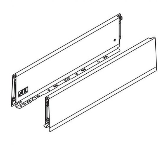 MERIVOBOX ZIJKANT K-HOOGTE, R+L, 350MM KLEUR: ORION GRIJS 470K3502S  Z R+L  V1 OG-M