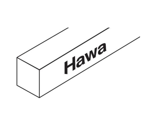 HAWA ADAPTO 80, INSET PROFILE F. CONCRETE SURFACES WITHOUT FIXED GLASS 2500 MM, SET TO HAWA JUNIOR 8